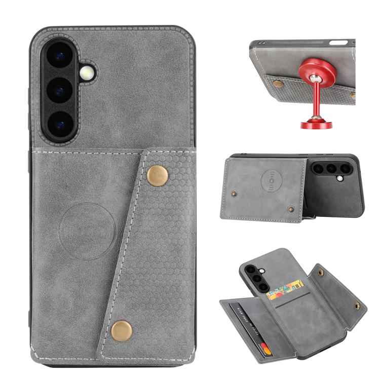 Double Buckle Card Slots Magnetic Phone Case, For Samsung Galaxy S26+ 5G, For Samsung Galaxy S26 Ultra 5G, For Samsung Galaxy S26 5G, For Samsung Galaxy S25 FE 5G, For Samsung Galaxy S25 Edge 5G, For Samsung Galaxy S25 5G, For Samsung Galaxy S25+ 5G   ...