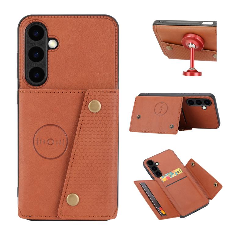 Double Buckle Card Slots Magnetic Phone Case, For Galaxy S26 FE 5G, For Samsung Galaxy S26+ 5G, For Samsung Galaxy S26 Ultra 5G, For Samsung Galaxy S26 5G, For Samsung Galaxy S25 FE 5G, For Samsung Galaxy S25 Edge 5G, For Samsung Galaxy S25 5G         ...