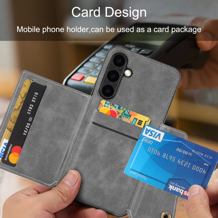 Double Buckle Card Slots Magnetic Phone Case, For Galaxy S26 FE 5G, For Samsung Galaxy S26+ 5G, For Samsung Galaxy S26 Ultra 5G, For Samsung Galaxy S26 5G, For Samsung Galaxy S25 FE 5G, For Samsung Galaxy S25 Edge 5G, For Samsung Galaxy S25 5G         ...