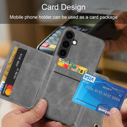 Double Buckle Card Slots Magnetic Phone Case, For Galaxy S26 FE 5G, For Samsung Galaxy S26+ 5G, For Samsung Galaxy S26 Ultra 5G, For Samsung Galaxy S26 5G, For Samsung Galaxy S25 FE 5G, For Samsung Galaxy S25 Edge 5G, For Samsung Galaxy S25 5G         ...