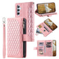 Grid Texture Zipper Leather Phone Case with Lanyard, For Samsung Galaxy S26+ 5G, For Samsung Galaxy S26 Ultra 5G, For Samsung Galaxy S26 5G, For Samsung Galaxy S25 FE 5G, For Samsung Galaxy S25 5G, For Samsung Galaxy S25+ 5G