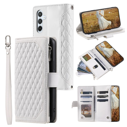 Grid Texture Zipper Leather Phone Case with Lanyard, For Samsung Galaxy S26+ 5G, For Samsung Galaxy S26 Ultra 5G, For Samsung Galaxy S26 5G, For Samsung Galaxy S25 FE 5G, For Samsung Galaxy S25 5G, For Samsung Galaxy S25+ 5G