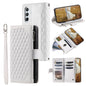 Grid Texture Zipper Leather Phone Case with Lanyard, For Samsung Galaxy S26+ 5G, For Samsung Galaxy S26 Ultra 5G, For Samsung Galaxy S26 5G, For Samsung Galaxy S25 FE 5G, For Samsung Galaxy S25 5G, For Samsung Galaxy S25+ 5G