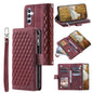 Grid Texture Zipper Leather Phone Case with Lanyard, For Samsung Galaxy S26+ 5G, For Samsung Galaxy S26 Ultra 5G, For Samsung Galaxy S26 5G, For Samsung Galaxy S25 FE 5G, For Samsung Galaxy S25 5G, For Samsung Galaxy S25+ 5G