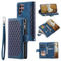 Grid Texture Zipper Leather Phone Case with Lanyard, For Samsung Galaxy S26+ 5G, For Samsung Galaxy S26 Ultra 5G, For Samsung Galaxy S26 5G, For Samsung Galaxy S25 FE 5G, For Samsung Galaxy S25 5G, For Samsung Galaxy S25+ 5G