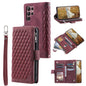 Grid Texture Zipper Leather Phone Case with Lanyard, For Samsung Galaxy S26+ 5G, For Samsung Galaxy S26 Ultra 5G, For Samsung Galaxy S26 5G, For Samsung Galaxy S25 FE 5G, For Samsung Galaxy S25 5G, For Samsung Galaxy S25+ 5G