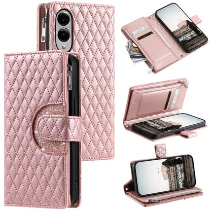 Glitter Lattice Zipper Wallet Leather Phone Case, For Samsung Galaxy S26+ 5G, For Samsung Galaxy S26 Ultra 5G, For Samsung Galaxy S26 5G, For Samsung Galaxy S25 FE 5G, For Samsung Galaxy S25 Edge 5G, For Samsung Galaxy S25 5G, For Samsung Galaxy S25+ 5...