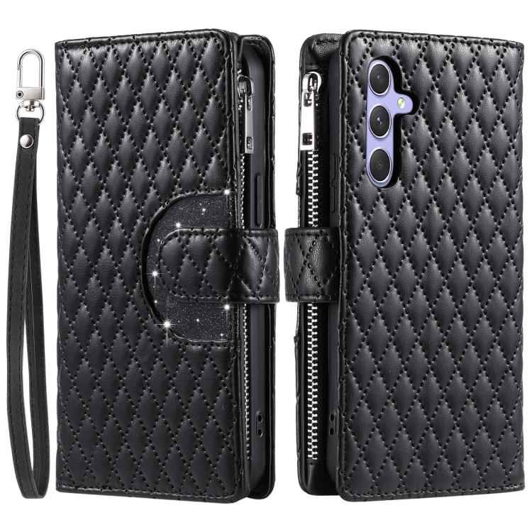 Glitter Lattice Zipper Wallet Leather Phone Case, For Samsung Galaxy S26+ 5G, For Samsung Galaxy S26 Ultra 5G, For Samsung Galaxy S26 5G, For Samsung Galaxy S25 FE 5G, For Samsung Galaxy S25 Edge 5G, For Samsung Galaxy S25 5G, For Samsung Galaxy S25+ 5...
