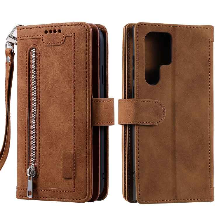 Nine Card Zipper Bag Leather Phone Case with Lanyard, For Samsung Galaxy S26+ 5G, For Samsung Galaxy S26 Ultra 5G, For Samsung Galaxy S26 5G, For Samsung Galaxy S25 FE 5G, For Samsung Galaxy S25 5G, For Samsung Galaxy S25+ 5G                           ...