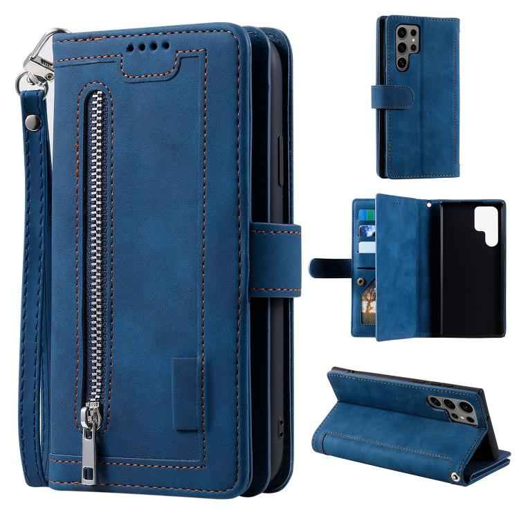 Nine Card Zipper Bag Leather Phone Case with Lanyard, For Samsung Galaxy S26+ 5G, For Samsung Galaxy S26 Ultra 5G, For Samsung Galaxy S26 5G, For Samsung Galaxy S25 FE 5G, For Samsung Galaxy S25 5G, For Samsung Galaxy S25+ 5G                           ...