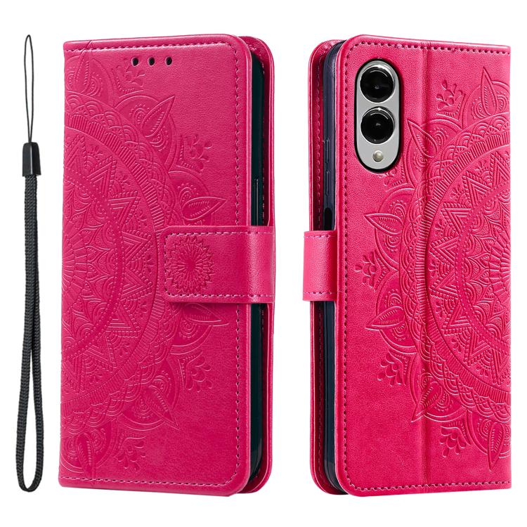 Totem Flower Embossed Leather Phone Case with Lanyard, For Samsung Galaxy S26+ 5G, For Samsung Galaxy S26 Ultra 5G, For Samsung Galaxy S26 5G, For Samsung Galaxy S25 FE 5G, For Samsung Galaxy S25 Edge 5G, For Samsung Galaxy S25 5G