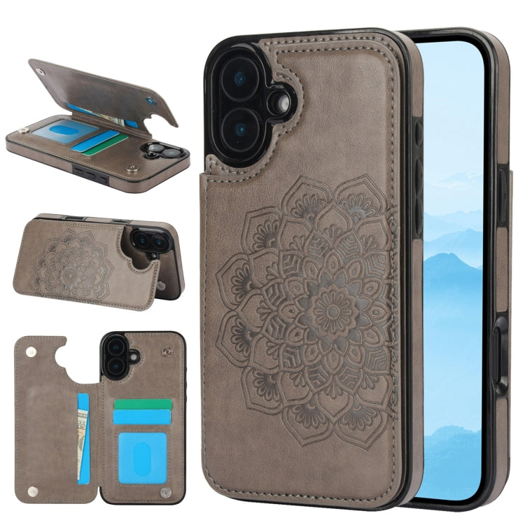 Double Buckle Mandala Leather Wallet Back Cover Phone Case