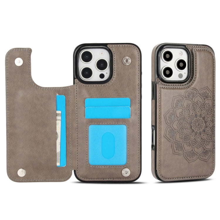 Double Buckle Mandala Leather Wallet Back Cover Phone Case