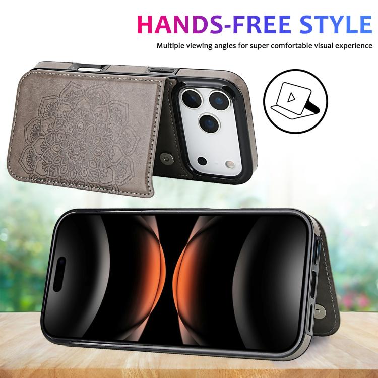 Double Buckle Mandala Leather Wallet Back Cover Phone Case