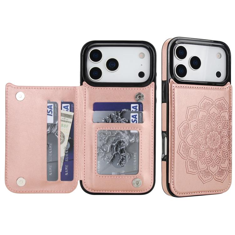 Double Buckle Mandala Leather Wallet Back Cover Phone Case