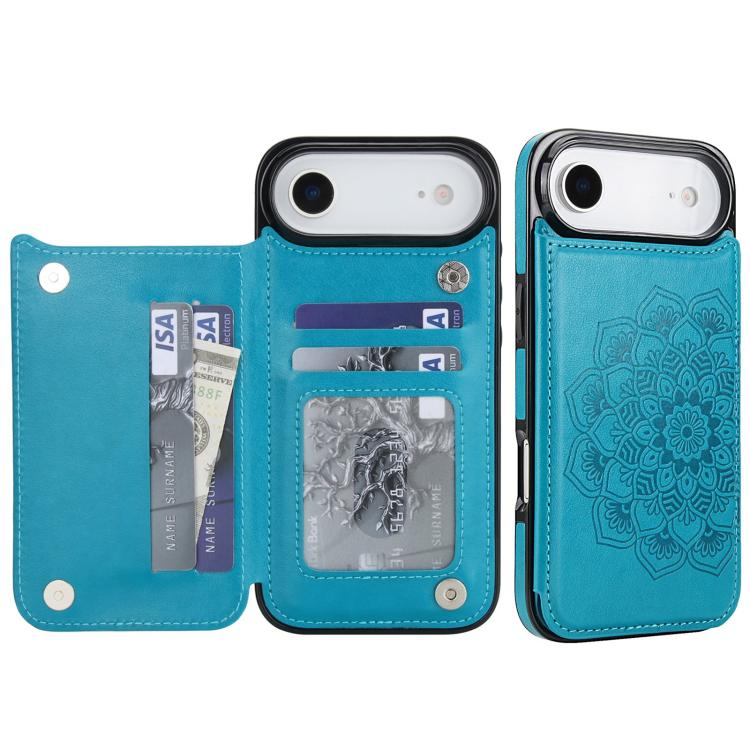 Double Buckle Mandala Leather Wallet Back Cover Phone Case