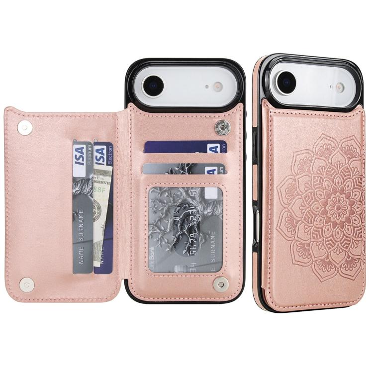 Double Buckle Mandala Leather Wallet Back Cover Phone Case