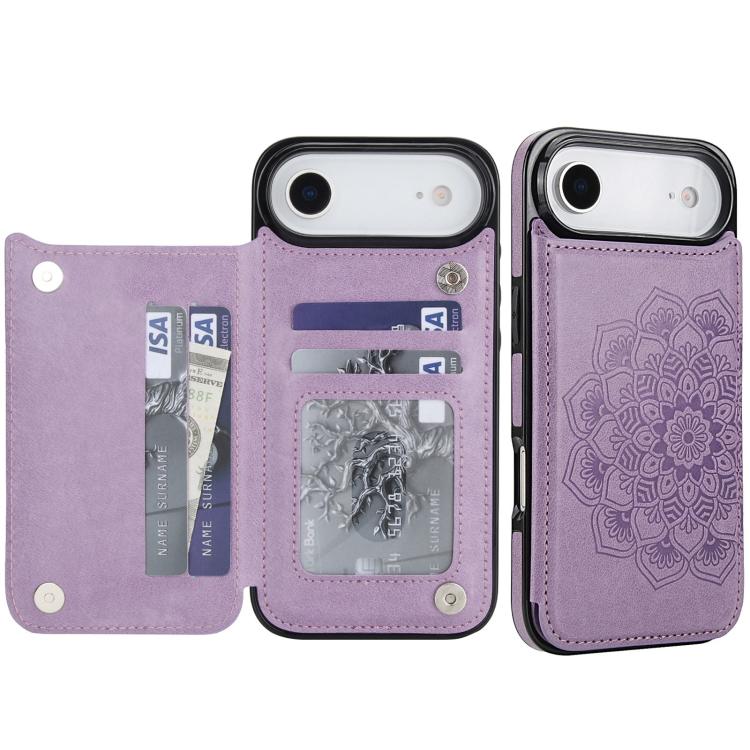 Double Buckle Mandala Leather Wallet Back Cover Phone Case