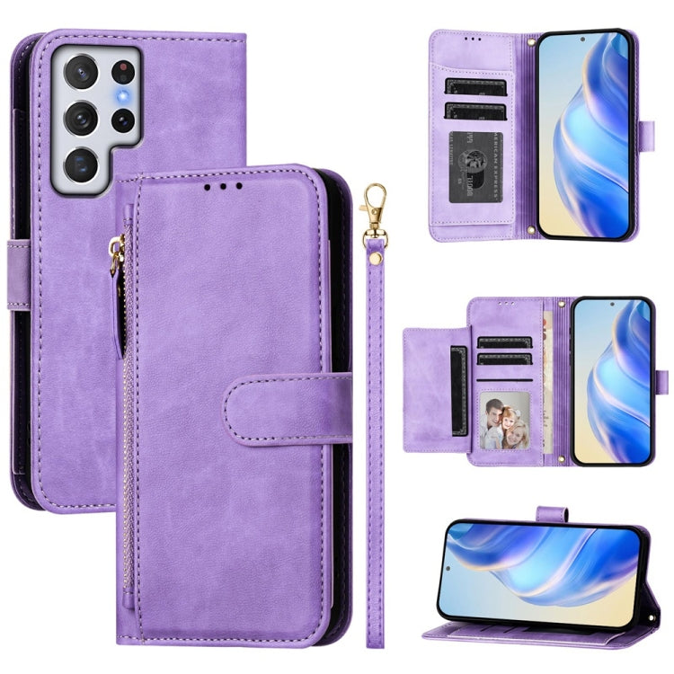 Multi-Card Slots Zipper Wallet Leather Phone Case, For Galaxy S23 5G, For Galaxy S22 Ultra 5G, For Galaxy S22+ 5G, For Galaxy S22 5G, For Galaxy S21 FE 5G, For Galaxy S21 5G, For Galaxy S21+ 5G, For Galaxy S21 Ultra 5G