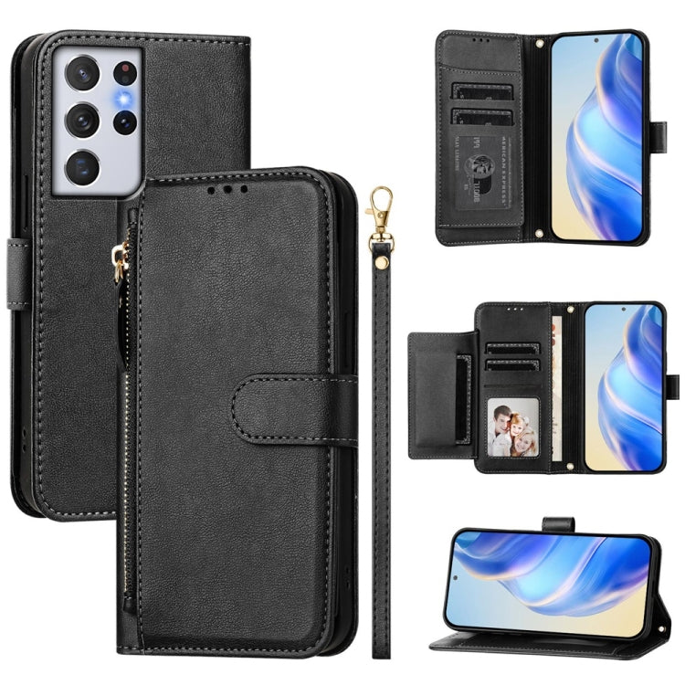 Multi-Card Slots Zipper Wallet Leather Phone Case, For Galaxy S23 5G, For Galaxy S22 Ultra 5G, For Galaxy S22+ 5G, For Galaxy S22 5G, For Galaxy S21 FE 5G, For Galaxy S21 5G, For Galaxy S21+ 5G, For Galaxy S21 Ultra 5G