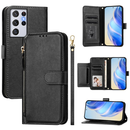 Multi-Card Slots Zipper Wallet Leather Phone Case, For Galaxy S23 5G, For Galaxy S22 Ultra 5G, For Galaxy S22+ 5G, For Galaxy S22 5G, For Galaxy S21 FE 5G, For Galaxy S21 5G, For Galaxy S21+ 5G, For Galaxy S21 Ultra 5G