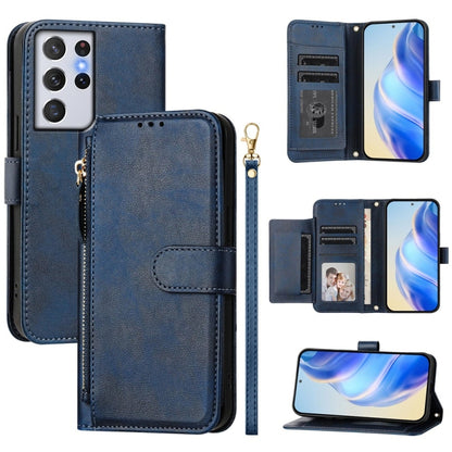 Multi-Card Slots Zipper Wallet Leather Phone Case, For Galaxy S23 5G, For Galaxy S22 Ultra 5G, For Galaxy S22+ 5G, For Galaxy S22 5G, For Galaxy S21 FE 5G, For Galaxy S21 5G, For Galaxy S21+ 5G, For Galaxy S21 Ultra 5G