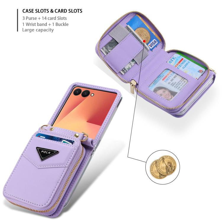 POLA Multi-Card Slots Zipper Wallet Phone Case
