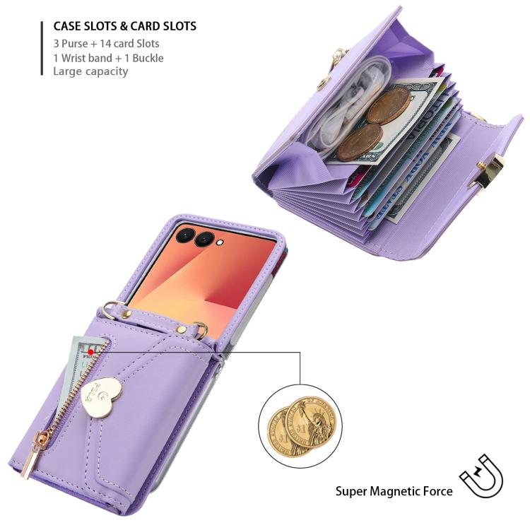 POLA Love Buckle Multi-Card Slots Zipper Wallet Phone Case