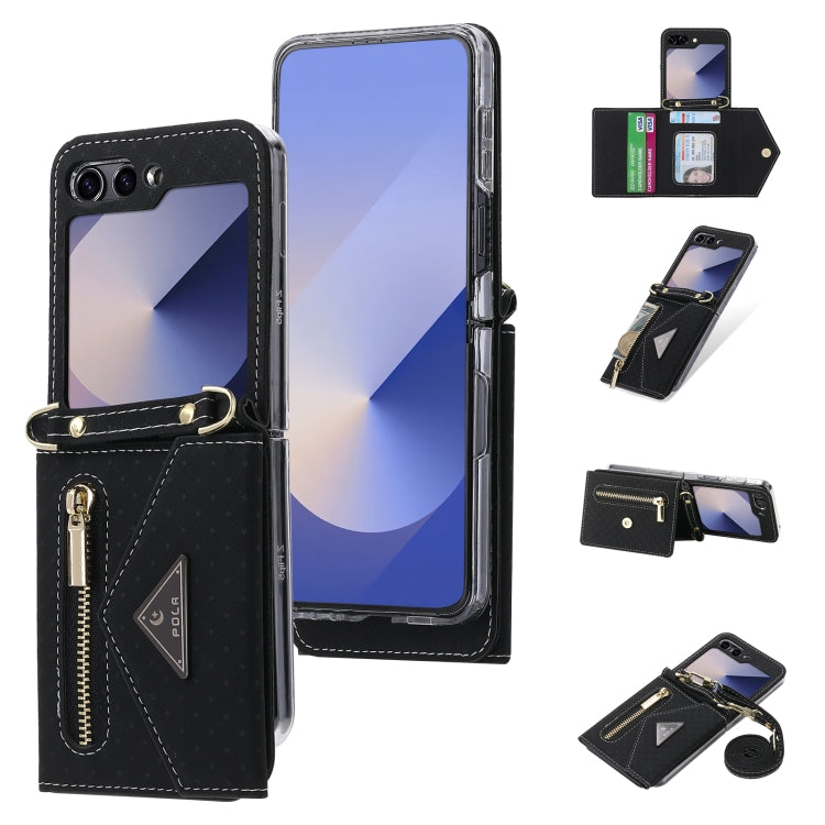 POLA Grid Texture Multi-Card Slots Zipper Wallet Phone Case