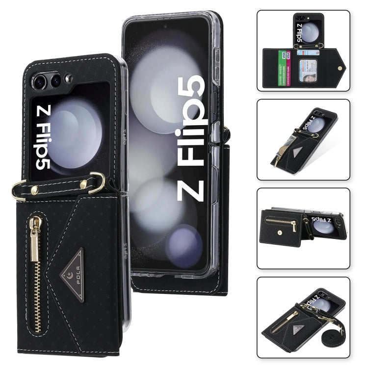 POLA Grid Texture Multi-Card Slots Zipper Wallet Phone Case