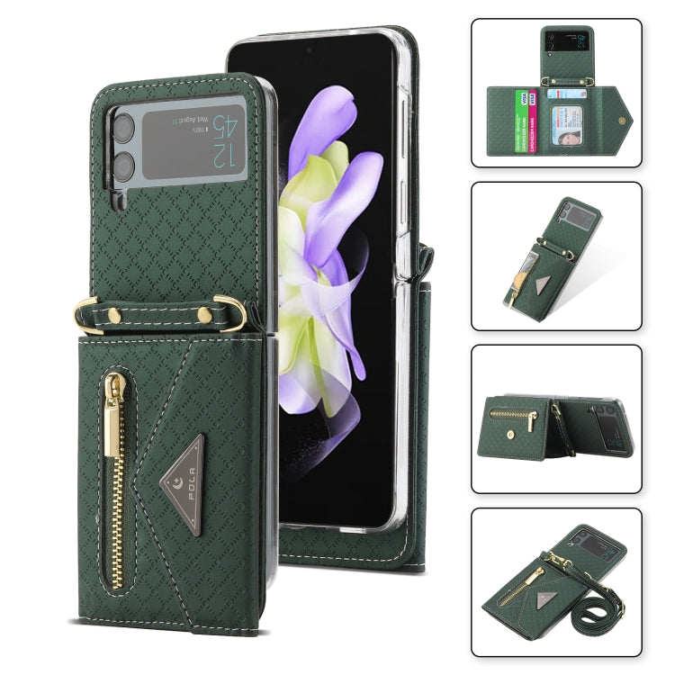 POLA Grid Texture Multi-Card Slots Zipper Wallet Phone Case