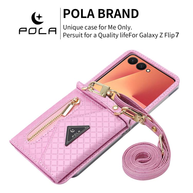 POLA Grid Texture Multi-Card Slots Zipper Wallet Phone Case