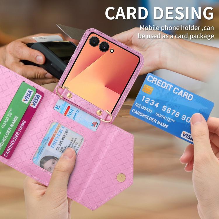 POLA Grid Texture Multi-Card Slots Zipper Wallet Phone Case