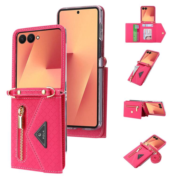 POLA Grid Texture Multi-Card Slots Zipper Wallet Phone Case