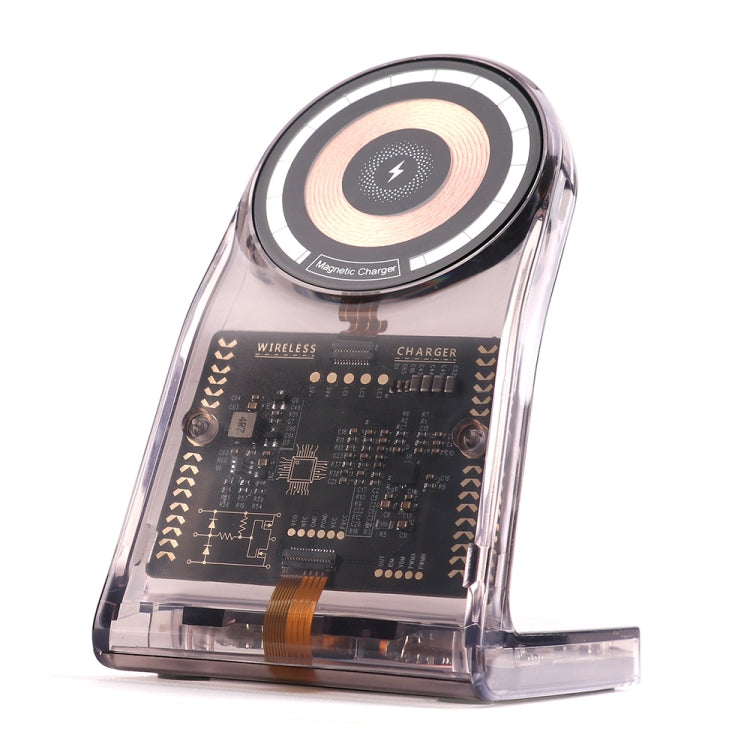 LFX-198 15W Transparent MagSafe Wireless Charging Stand with Removable Watch Charger