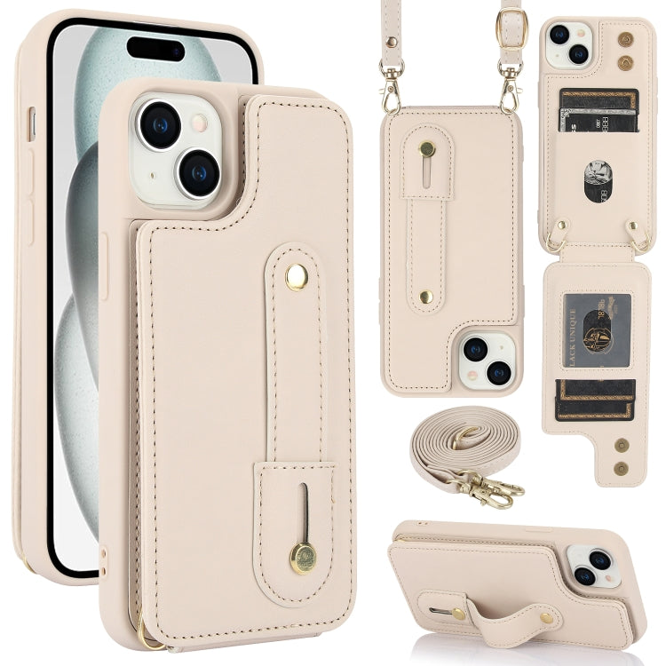 Wristband Vertical Flip Wallet Back Cover Phone Case with Long Lanyard