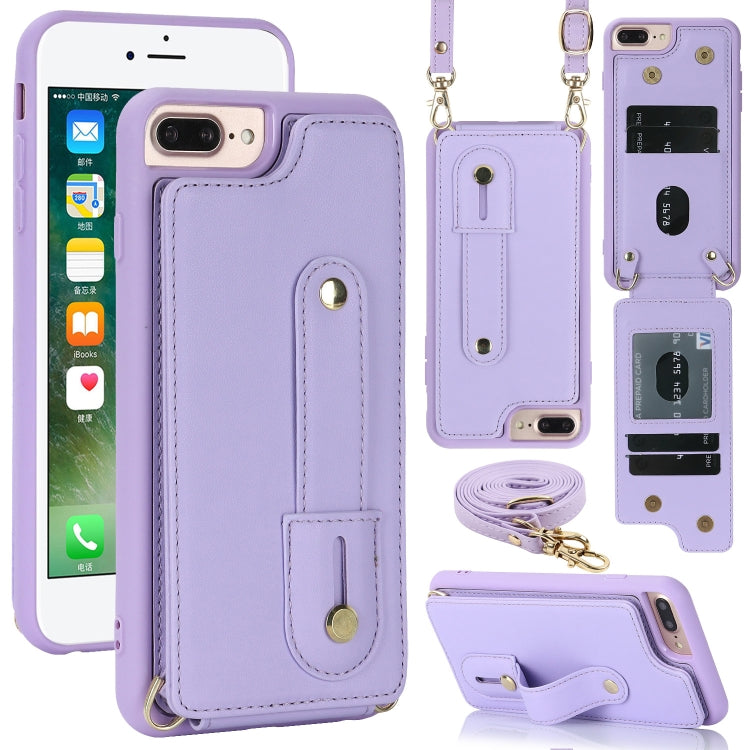 Wristband Vertical Flip Wallet Back Cover Phone Case with Long Lanyard