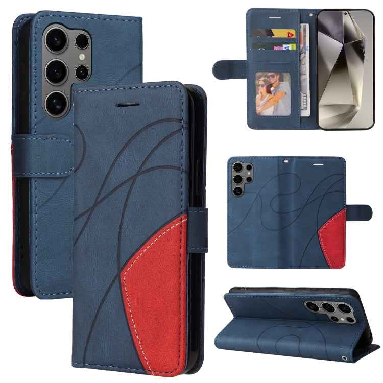 Dual-color Splicing Flip Leather Phone Case, For Samsung Galaxy S26+ 5G, For Samsung Galaxy S26 Edge 5G, For Samsung Galaxy S26 Ultra 5G, For Samsung Galaxy S26 5G, For Samsung Galaxy S25 FE 5G, For Samsung Galaxy S25 / S24 5G                          ...