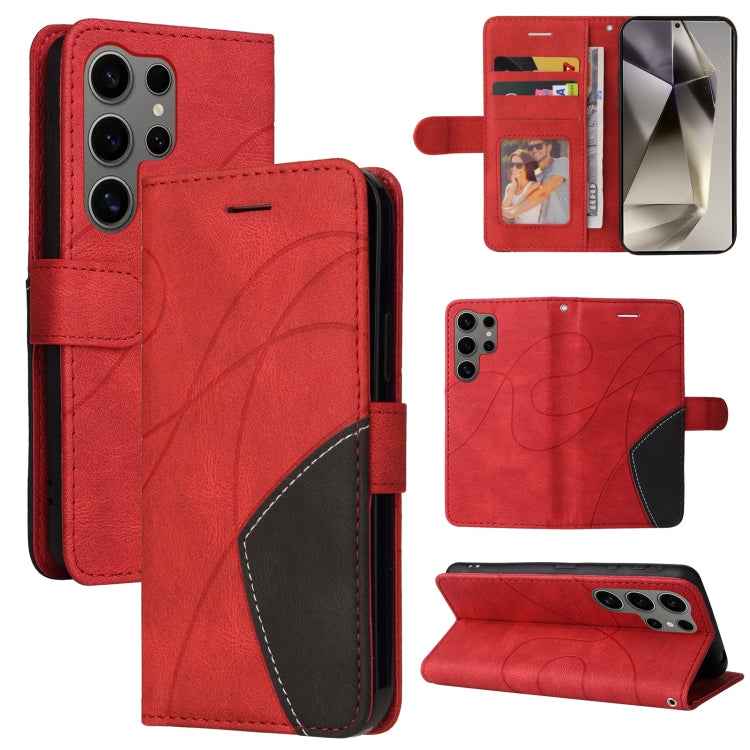 Dual-color Splicing Flip Leather Phone Case, For Samsung Galaxy S26+ 5G, For Samsung Galaxy S26 Edge 5G, For Samsung Galaxy S26 Ultra 5G, For Samsung Galaxy S26 5G, For Samsung Galaxy S25 FE 5G, For Samsung Galaxy S25 / S24 5G                          ...
