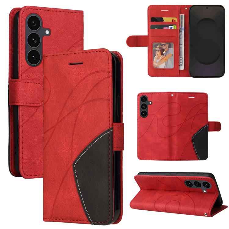 Dual-color Splicing Flip Leather Phone Case, For Samsung Galaxy S26+ 5G, For Samsung Galaxy S26 Edge 5G, For Samsung Galaxy S26 Ultra 5G, For Samsung Galaxy S26 5G, For Samsung Galaxy S25 FE 5G, For Samsung Galaxy S25 / S24 5G                          ...
