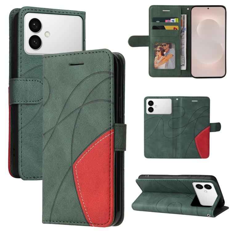Dual-color Splicing Flip Leather Phone Case, For Samsung Galaxy S26+ 5G, For Samsung Galaxy S26 Edge 5G, For Samsung Galaxy S26 Ultra 5G, For Samsung Galaxy S26 5G, For Samsung Galaxy S25 FE 5G, For Samsung Galaxy S25 / S24 5G                          ...