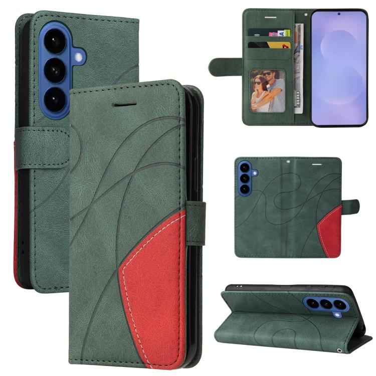 Dual-color Splicing Flip Leather Phone Case, For Samsung Galaxy S26+ 5G, For Samsung Galaxy S26 Edge 5G, For Samsung Galaxy S26 Ultra 5G, For Samsung Galaxy S26 5G, For Samsung Galaxy S25 FE 5G, For Samsung Galaxy S25 / S24 5G                          ...