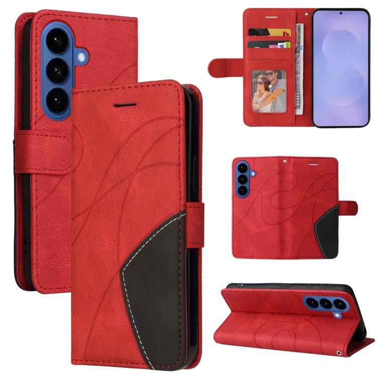Dual-color Splicing Flip Leather Phone Case, For Samsung Galaxy S26+ 5G, For Samsung Galaxy S26 Edge 5G, For Samsung Galaxy S26 Ultra 5G, For Samsung Galaxy S26 5G, For Samsung Galaxy S25 FE 5G, For Samsung Galaxy S25 / S24 5G                          ...