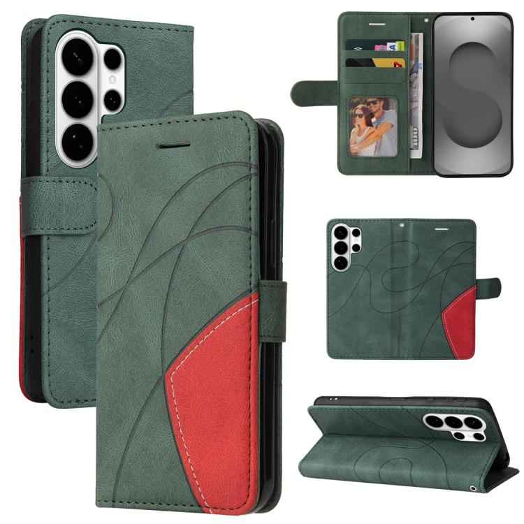 Dual-color Splicing Flip Leather Phone Case, For Samsung Galaxy S26+ 5G, For Samsung Galaxy S26 Edge 5G, For Samsung Galaxy S26 Ultra 5G, For Samsung Galaxy S26 5G, For Samsung Galaxy S25 FE 5G, For Samsung Galaxy S25 / S24 5G                          ...
