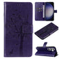 Tree & Cat Embossed Pattern Flip Leather Phone Case, For Galaxy S26 5G, For Galaxy S25 FE 5G, For Galaxy S25 / S24 5G, For Galaxy S25+ / S24+ 5G
