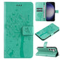 Tree & Cat Embossed Pattern Flip Leather Phone Case, For Galaxy S26 5G, For Galaxy S25 FE 5G, For Galaxy S25 / S24 5G, For Galaxy S25+ / S24+ 5G
