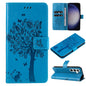 Tree & Cat Embossed Pattern Flip Leather Phone Case, For Galaxy S26 5G, For Galaxy S25 FE 5G, For Galaxy S25 / S24 5G, For Galaxy S25+ / S24+ 5G