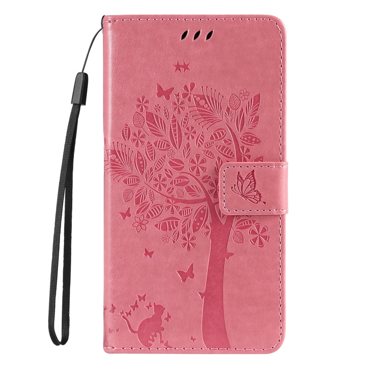 Tree & Cat Embossed Pattern Flip Leather Phone Case, For Galaxy S25 Ultra 5G