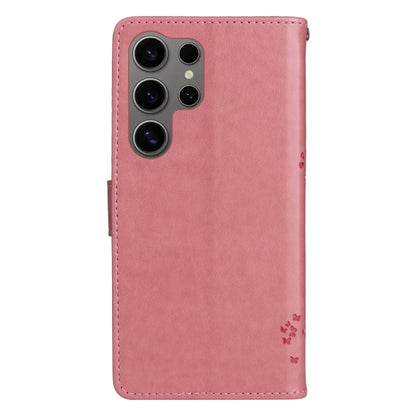 Tree & Cat Embossed Pattern Flip Leather Phone Case, For Galaxy S25 Ultra 5G