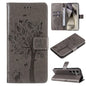 Tree & Cat Embossed Pattern Flip Leather Phone Case, For Galaxy S25 Ultra 5G